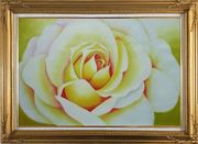  Pink Rose Bud Oil Painting Flower Naturalism Gold Wood Frame with Deco Corners 31 x 43 inches