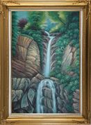 Endless Song Oil Painting Landscape Waterfall Classic Gold Wood Frame with Deco Corners 43 x 31 inches
