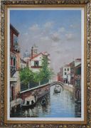 My Impression Of Venice Oil Painting Italy Impressionism Ornate Antique Dark Gold Wood Frame 42 x 30 inches
