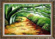 Green Trail Under Old Tree Oil Painting Landscape Spring Naturalism Ornate Antique Dark Gold Wood Frame 30 x 42 inches