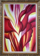 Red Canna, Georgia O'Keeffe's Reproduction Oil Painting Flower Modern Ornate Antique Dark Gold Wood Frame 42 x 30 inches