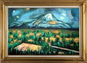 Mont Sainte-Victorie Oil Painting Landscape Mountain Post Impressionism Gold Wood Frame with Deco Corners 31 x 43 inches